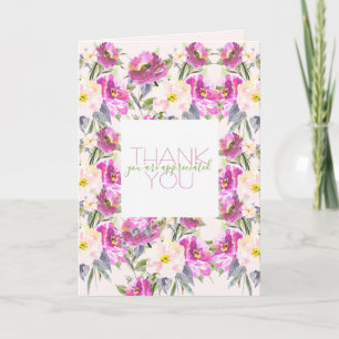 Rosa Rosen Florales Dankeschön Karte