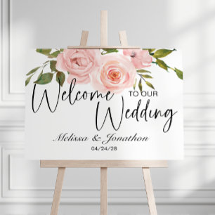 Rosa Rosen Florales Hochzeitsbrause-Poster Poster