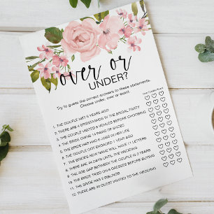 Rosa Rosen Florales Spiel Über oder Unter Flyer