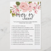 Rosa Rosen Florales Spiel Über oder Unter Flyer (Vorne)
