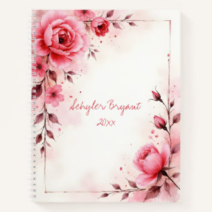 Rosa Rosen Florales Spiral-Tagebuch Notizblock