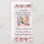 Rosa Rosen-Foto-Beileid danken Ihnen zu kardieren Dankeskarte (Vorne/Hinten)