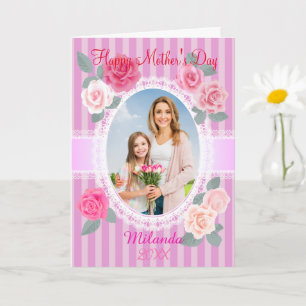 Rosa Rosen Frohen Muttertag Karte