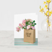 Rosa Rosen für eine gute Balancekarte Karte (Gelbe Blume)