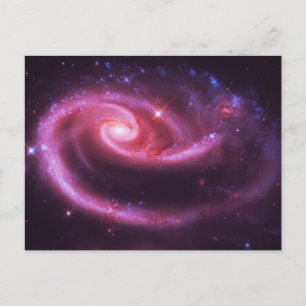 Rosa Rosen Galaxien Postkarte