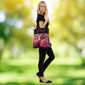 Rosa Rosen-Garten-Buntglas-Monogramm Tasche