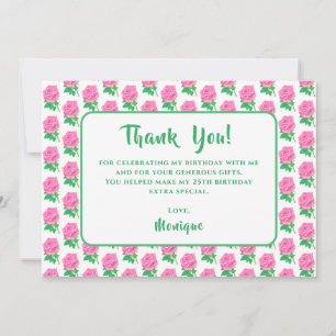 Rosa Rosen Geburtstags-Dankeskarten Einladung