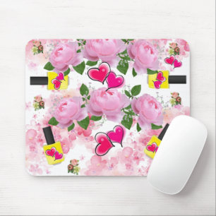 Rosa Rosen Gelbe Nagel Polnische Maus Pad! Mousepa Mousepad