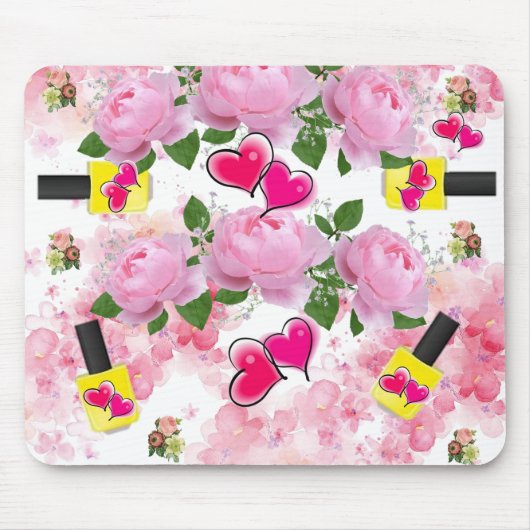 Rosa Rosen Gelbe Nagel Polnische Maus Pad! Mousepa Mousepad (Vorne)