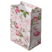 Rosa Rosen-Geschenk-Tasche Mittlere Geschenktüte (Vorderseite Schrägansicht)