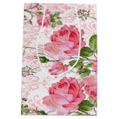 Rosa Rosen-Geschenk-Tasche Mittlere Geschenktüte (Rückseite)