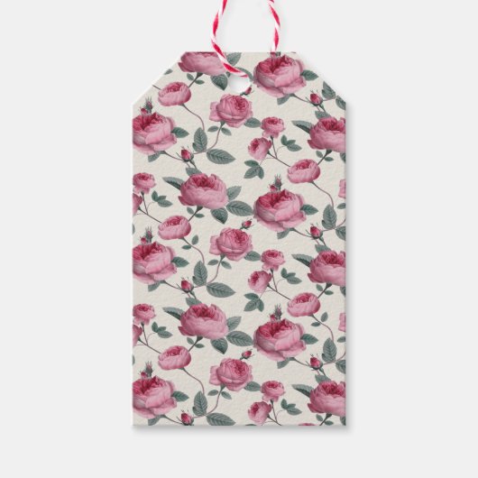 Rosa Rosen Geschenkanhänger (Vorderseite)