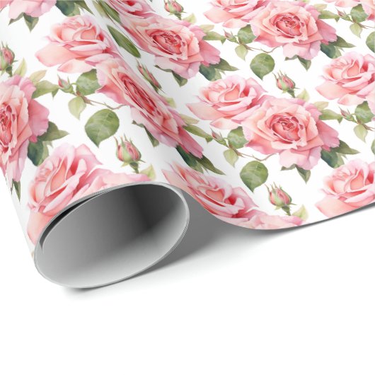 Rosa Rosen Geschenkpapier (Rolleneckpunkt)