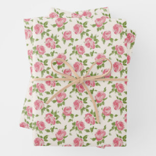 Rosa Rosen Geschenkpapier Set