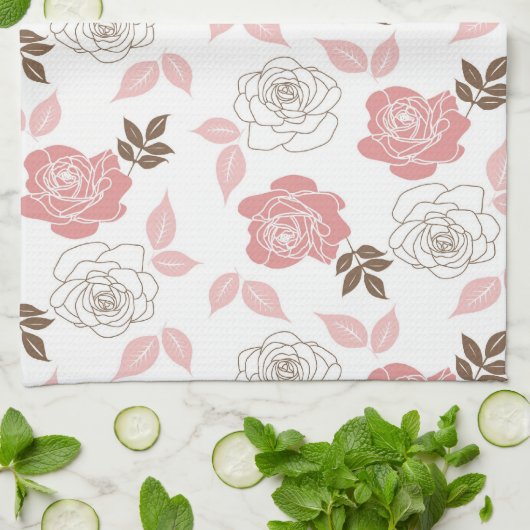 Rosa Rosen Geschirrtuch (Gefaltet)