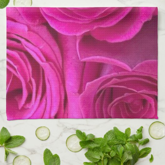 Rosa Rosen Geschirrtuch (Gefaltet)