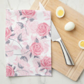 Rosa Rosen Geschirrtuch (Viertel Falte)
