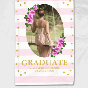 Rosa Rosen gestreifte Graduierung Banner