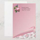 Rosa Rosen-Gewohnheits-Briefpapier Briefpapier (Vorne/Hinten)