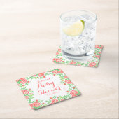 Rosa Rosen-Girly Baby-Dusche Rechteckiger Pappuntersetzer (Vor Ort)