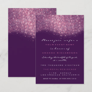 Rosa Rosen Glitter Lila Violett Formal Einladung