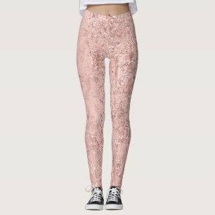 Rosa Rosen-Gold erröten Glitzer-glänzendes Leggings