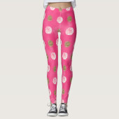 Rosa Rosen Gold Floral Hot Pink Leggings (Vorderseite)