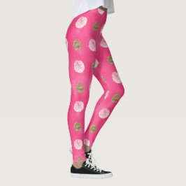 Rosa Rosen Gold Floral Hot Pink Leggings