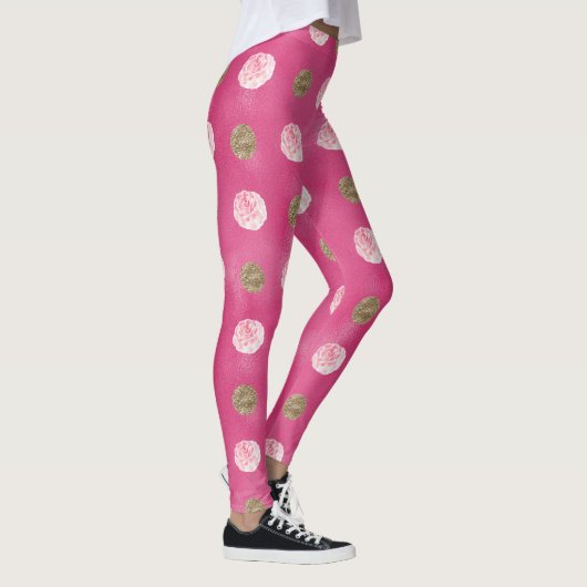 Rosa Rosen Gold Floral Hot Pink Leggings (Rechts)