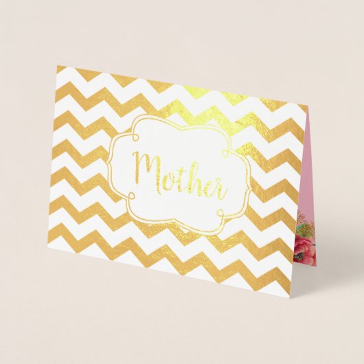 Rosa Rosen | Gold Foil Happy Mother Day Folienkarte (Vorderseite)