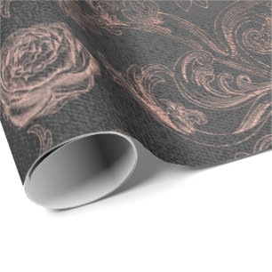 Rosa Rosen Gold Foxier Puder Königlich Schwarz Geschenkpapier