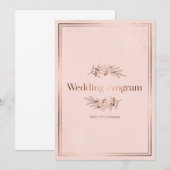 Rosa Rosen-Gold-Hochzeitsprogramm-Cover Programm (Vorne/Hinten)