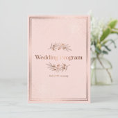 Rosa Rosen-Gold-Hochzeitsprogramm-Cover Programm (Stehend Vorderseite)