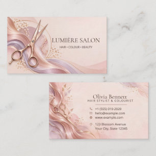 Rosa Rosen Gold Schere Friseur Salon Visitenkarte