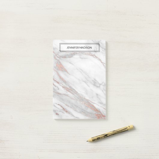 Rosa Rosen-Goldfolien-Marmor-Anmerkungs-Auflage | Post-it Klebezettel (Auf Schreibtisch)