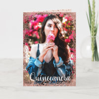 Rosa Rosen-GoldGlitzer-Fahnen-Foto Quinceañera