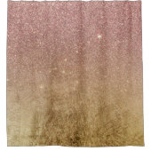 Rosa Rosen-GoldGlitzer und Goldfolien-Masche Duschvorhang (Vorderseite)