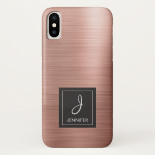 Rosa Rosen-Goldmetallelegantes Monogramm Case-Mate iPhone Hülle