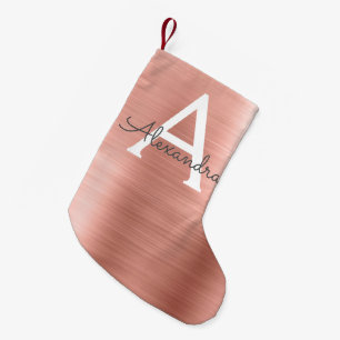 Rosa Rosen-Goldrostfreier Stahl-Monogramm Kleiner Weihnachtsstrumpf
