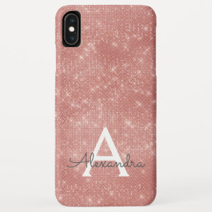 Rosa Rosen-Goldschein-moderner Monogramm-Name Case-Mate iPhone Hülle