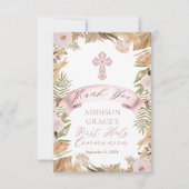 Rosa Rosen | Gräser Erste Heilige Kommune Dankeskarte (Vorderseite)