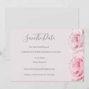 Rosa Rosen Graue Blumen Hochzeit Save The Date Einladung