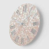 Rosa Rosen-graue silberne metallische römische Große Wanduhr (Winkel)