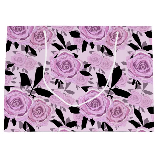 Rosa Rosen Große Geschenktüte (Vorderseite)