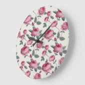 Rosa Rosen Große Wanduhr (Winkel)
