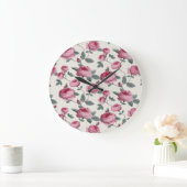 Rosa Rosen Große Wanduhr (Zuhause)