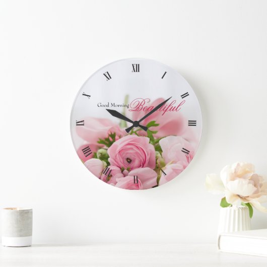 Rosa Rosen Große Wanduhr (Zuhause)