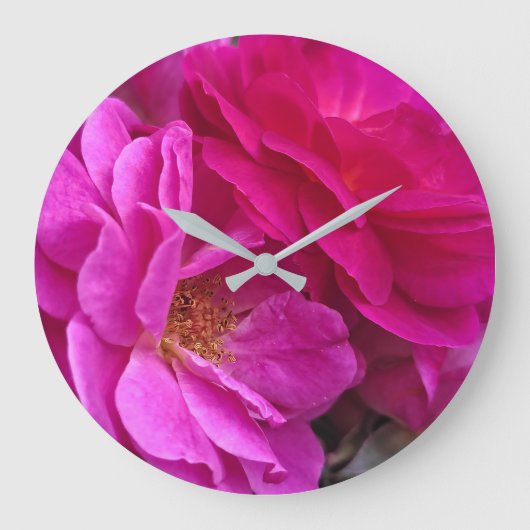 Rosa Rosen Große Wanduhr (Vorderseite)