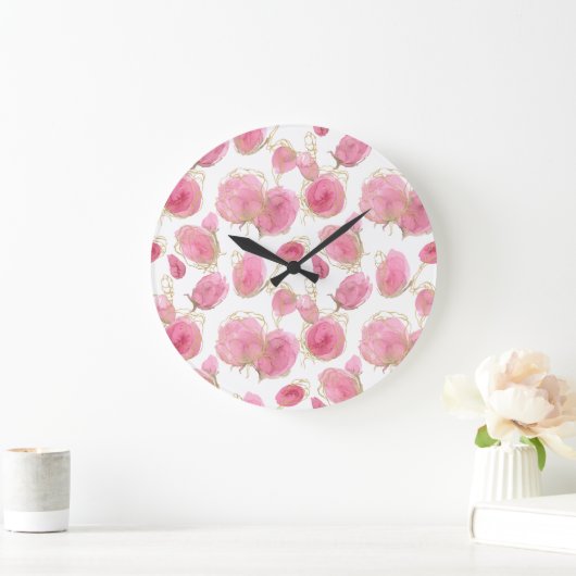 Rosa Rosen Große Wanduhr (Zuhause)