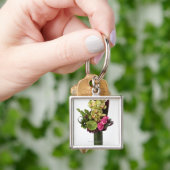 Rosa Rosen, grüner Blütenschweif, Schlüsselanhänger (Hand)